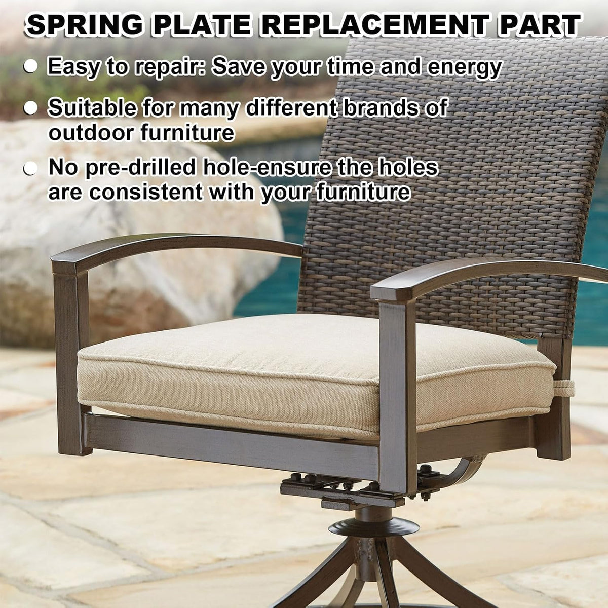 10 Pack Patio Rocking Chair Spring Plates Replacement, Patio Chair Repair Kit Universal Fiberglass Spring for Outdoor Swivel Rocker, 5 x 2.5 x 0.25 Inches
