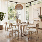 COLAMY Solid Wood Dining Chairs Set of 2, Mid Century Modern Upholstered Kitchen Chairs with 3.3" Thick Cushion & Anti-Slip Pads, Farmhouse Rubber Wood Dining Room Chairs, Oak Nature