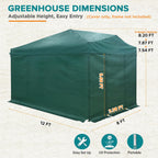 EAGLE PEAK Replacement Mesh Cover for 12x8 Portable Walk-in Pop up Greenhouse, Front and Rear Zippered Entry Doors (Frame Not Included), Green
