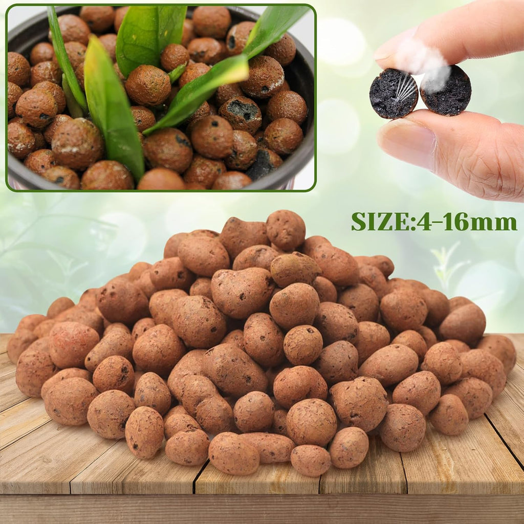 Halatool 4LB Leca Clay Pebbles for Plants 4mm-16mm Lightweight Clay Balls 100% Natural Hydro Balls for Aquarium Potted Plants Hydroponic Growing Gardening Orchids Drainage Decoration Aquaponics