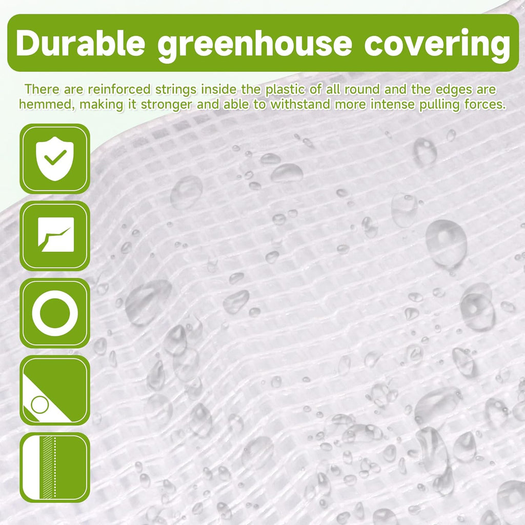 16Ftx20Ft Greenhouse Cover,Clear Plastic Tarps,16Mil Heavy Duty Waterproof tarp with UV Resistance and Grommets,Greenhouse Plastic for Gardening,Farming,Nursery,Garden