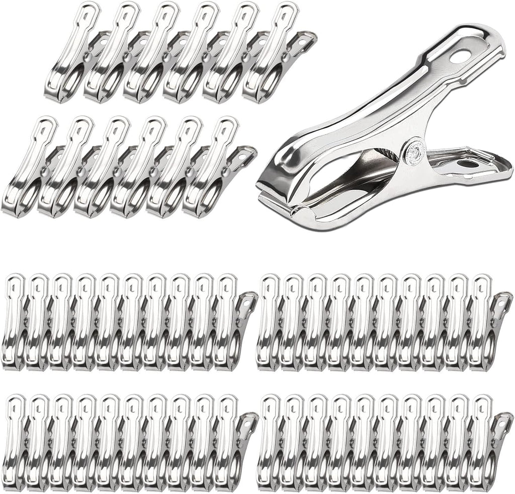 JULMELON Garden Clips, 100 PCS Stainless Steel Greenhouse Clamps Heavy Duty Greenhouse Clips Hoops with Large Open Strong Grip for Shade Cloth