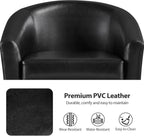 Yaheetech Barrel Chairs Set of 2, Faux Leather Club Armchairs, PU Leather Accent Chairs with Soft Padded Seat for Living Room Bedroom Waiting Reading Room, Black