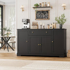 HITHOS 54" Buffet Cabinet with Storage, Modern Kitchen Buffet Sideboard with Drawer, Wood Coffee Bar with Adjustable Shelves, Kitchen Storage Cabinet for Living Room, Black