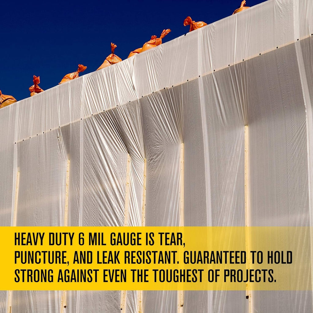 Aluf Plastics Plastic Sheeting - 20' x 100', 6 MIL Heavy Duty Gauge - Clear Vapor and Moisture Barrier Sheet Tarp/Drop Cloth for Greenhouses, Painting, Furniture Covers, Carpet Cover, Floor, Paint,