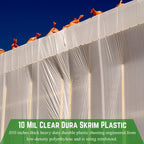 Farm Plastic Supply - Dura Skrim String Reinforced Clear Plastic Sheeting - 10 Mil - (6' x 75') - Reinforced Poly Film Tear Resistant, Weatherproof, Vapor Barrier Polyethylene Roll for Construction