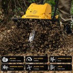 Electric Tiller/Cultivator 4 Steel Tines, 8'' Tilling Depth Garden Roto Tillers for Gardening, 13.5 Amp 12 Inch Corded Rototiller with Adjustable Wheels, Yellow
