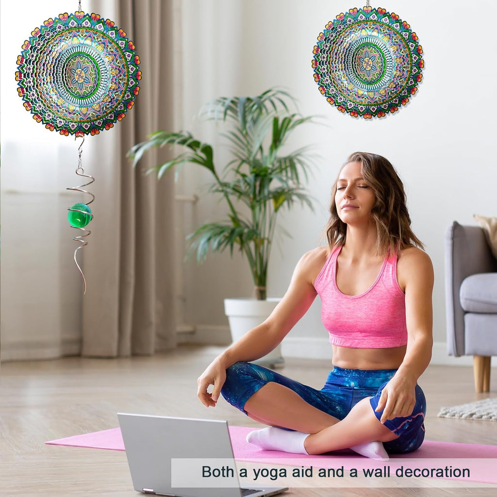 Mandala Rich Love Wind Spinner - 3D Kinetic Wind Spinners | 12″ Laser Cut Stainless Steel Hanging Sculpture & Catcher for Outdoor Garden Yard Decor | Mandala Gifts for Mom, Dad, Women, Men