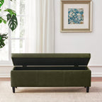 HUIMO Faux Leather Storage Ottoman Bench 50.3 Inch Extra Long PU Upholstered Bedroom Bench with Large Storage Space for The Living Room, Entryway, Bedroom Hold Up to 300lbs (Green)