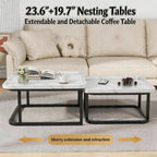 Set of 2 Nesting Coffee Tables, Space‑Saving Side Table Set,White | Stackable Design, Mid‑Century Modern Style, Multi‑Scene Usage, Ideal For Living Room, Bedroom And Balcony Decor