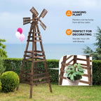 Wooden Windmill, Weather-Proof Wind Spinner, Outdoor Wind Mill for Garden Lawn Patio Decoration (Carbonized, Large)