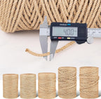 Natural Jute Twine String,Bulk Jute Rope Cord Twine for Crafting Gardening,Roll of Thick and Thin Twine for Gift Wrapping,Brown Decorative Rope,Ornament Twine for Cat Scratch Post (4mm x 328ft)