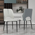 Upholstered Dining Chairs Set of 6, Modern PU Leather Dining Room Kitchen Side Chair with Padded Seat and Metal Legs Restaurant/Cafe,Light Grey