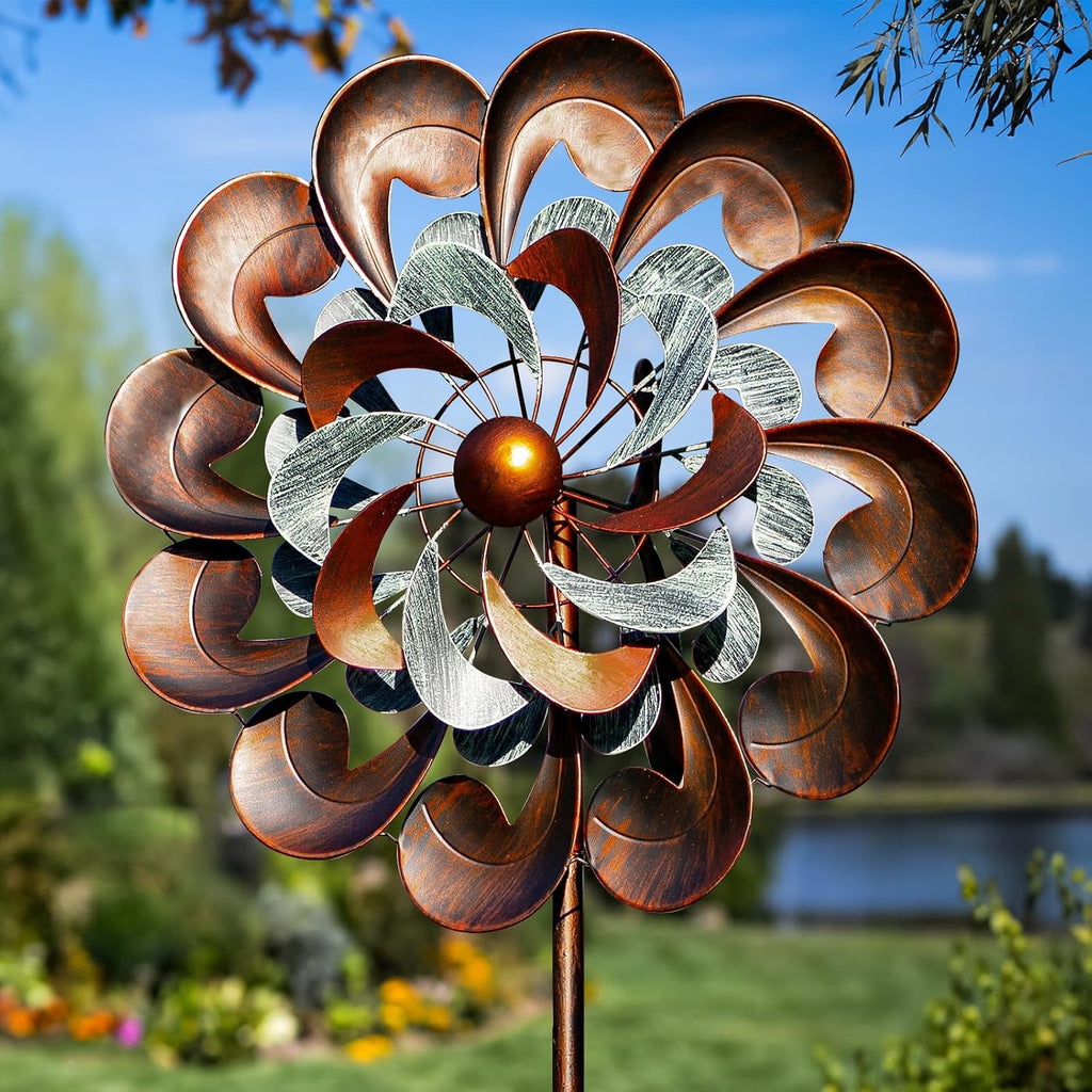 Wind Spinners for Yard and Garden Large, 84 Inch Wind Spinners Outdoor Metal, Wind Sculptures & Spinners Birthday Gifts for Family or Friends(Classical Flower)