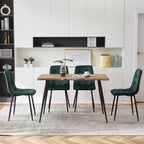 NORDICANA 5-Piece Dining Table Set, 47 in Modern Irregular Rectangle Kitchen Table & 4 Forest Green Velvet Upholstery Side Chairs, Metal Legs, Dining Room Set for 4