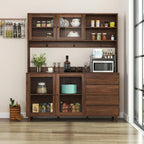 Dancongtea 63" Wide Large Kitchen Hutch Cabinet – Freestanding Pantry Storage with 4 Doors, 4 Drawers & Microwave Shelf – Walnut Finish for Kitchen, Dining Room, Pantry Organization