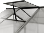 Greenhouse Jasmin 4 Aluminum Frame - 6.3 x 8.4 ft Approx. 6 mm Polycarbonate Panels - Bonus Base Frame and Automatic Vent Opener