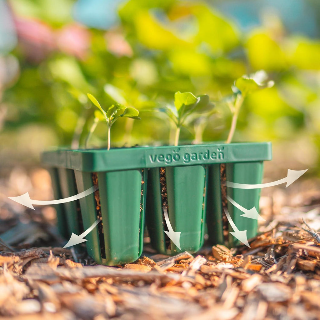 Vego garden Seedling Suite Products, 8 Pack Standard Seedling Trays with 10" x 20" Bottom Watering Trays