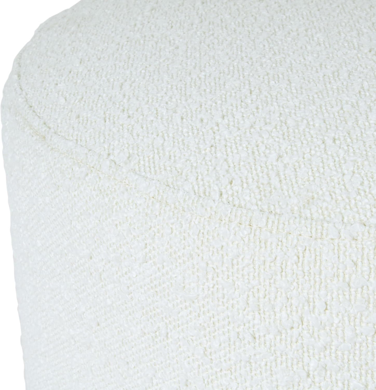 Spatial Order 22" Round Ottoman with Wooden Base - Cream Textural Fabric