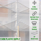Farm Plastic Supply - Dura Skrim String Reinforced Clear Plastic Sheeting - 10 Mil - (24' x 60') - UV-Rated Extra Heavy Duty Poly Film Tear Resistant, Vapor Barrier Polyethylene Roll for Construction