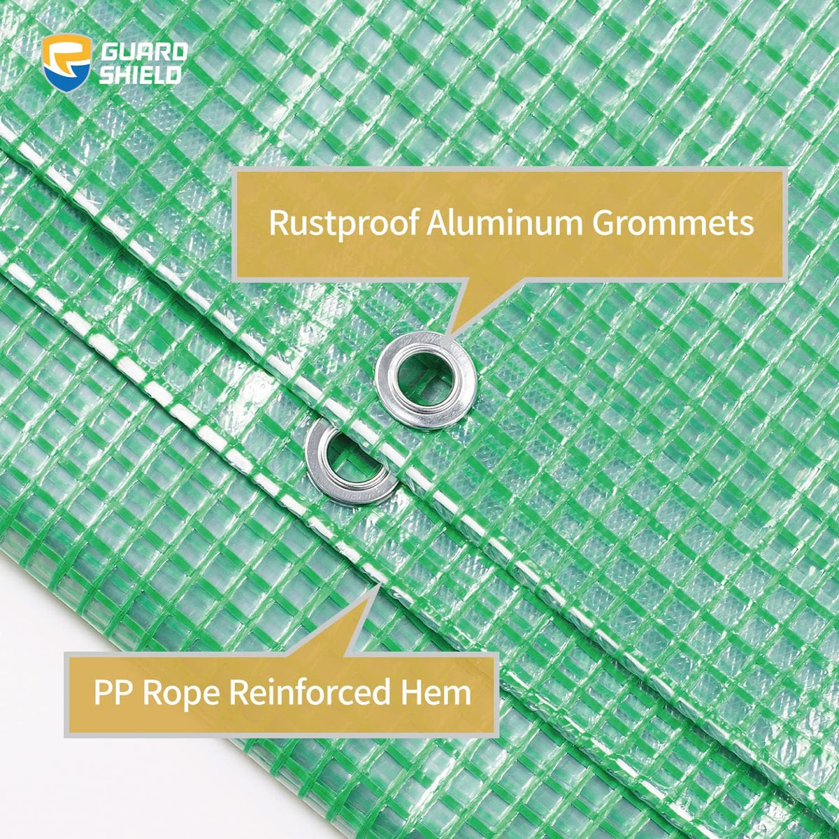 GUARD SHIELD Clear Green Tarp Heavy Duty 16x20 Feet Waterproof for Greenhouse Outdoor Garden Poly Cover UV Resistant 3x3 Weave 10mil