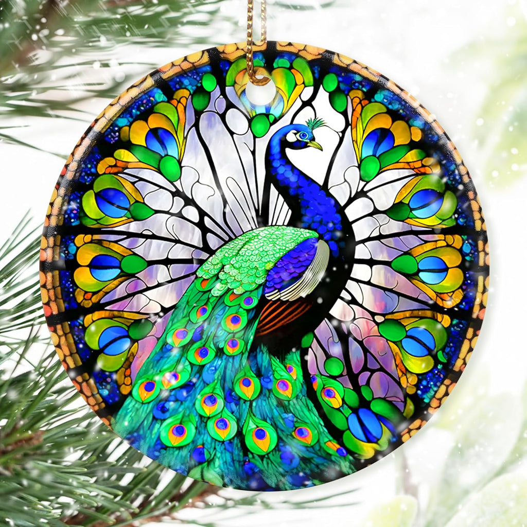 Colorful Ceramic Peacock Christmas Ornament, Peacock Ornaments for Christmas Tree, Holiday Decorations, Christmas Decor, Peacock Lovers, Peacock Gifts, Christmas Ornament Gift Ideas