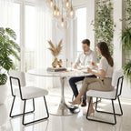 Dining Chairs Set of 2, Upholstered Velvet Dining Room Chairs Kitchen Chairs with Thick Cushion, Soft Backrest, Metal Legs, Modern Accent Side Chair for Home Living Room Bedroom, White