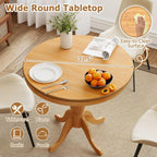 Giantex Round Dining Table for 2-4 People, 32" D X 30" H Wooden Kitchen Table with Spacious Tabletop, Pedestal Base, Leisure End Tables for Bar, Kitchen, Dining Room, Restaurant, Natural