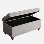 Homepop Home Decor | Tufted Ainsley Button Storage Ottoman Bench with Hinged Lid | Ottoman Bench with Storage for Living Room & Bedroom, Grey