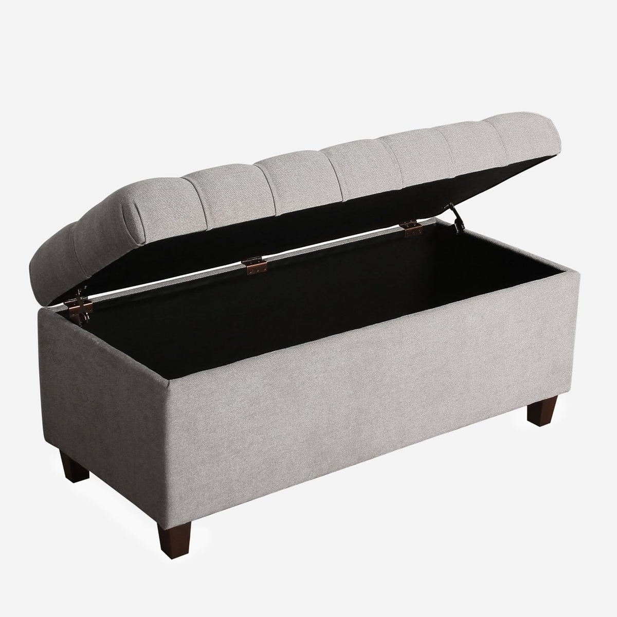 Homepop Home Decor | Tufted Ainsley Button Storage Ottoman Bench with Hinged Lid | Ottoman Bench with Storage for Living Room & Bedroom, Grey