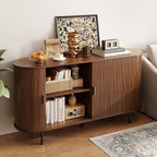 ONBRILL 55" Sideboard Buffet Cabinet with Storage, Sliding Door & Adjustable Shelf, Modern Accent Coffee Bar Console Table for Kitchen, Entryway, Walnut