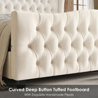 Keyluv Queen Size 54.3" Tall Bed Frame with Wingback Headboard & Footboard