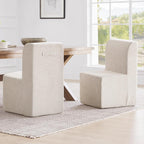 Upholstered Dining Chair, Modern Linen Fabric Dining Room Chair with Mid Backrest and Padded Seat Cushion, Accent Armless Kitchen Side Chair for Dining Room, Living Room, Reading Room, Bedroom