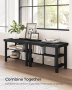 SONGMICS Shoe Rack Bench, 3-Tier Bamboo Shoe Storage Organizer, Entryway Bench, Holds Up to 286 lb, 11.3 x 27.6 x 17.8 Inches, for Entryway Bathroom Bedroom, Ink Black ULBS04H