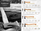1844 Helko Werk Germany Axe Collection - 10 Traditional Axes - Hinterland, Saxon, Spaltaxt, Mini Spalter, Bavarian, Hessen, Black Forest Woodworker, Rheinland Pack Axe, Rheinland Hatchet, Wölfling