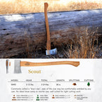 1844 Helko Werk Germany Classic Scout Axe - Made in Germany Felling Axe, Cutting Axe, Camping Axe, for felling trees, cutting wood, splitting camp firewood - Head 2.5 lbs, Handle 28 in. (Scout) #10492