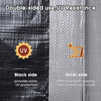 Yescom Large Tarps Waterproof 10 Mil Heavy Duty Reinforced Poly Outdoor Tarp 20' x24' with Grommets for Outdoor Camping Tent Boat Silver & Black