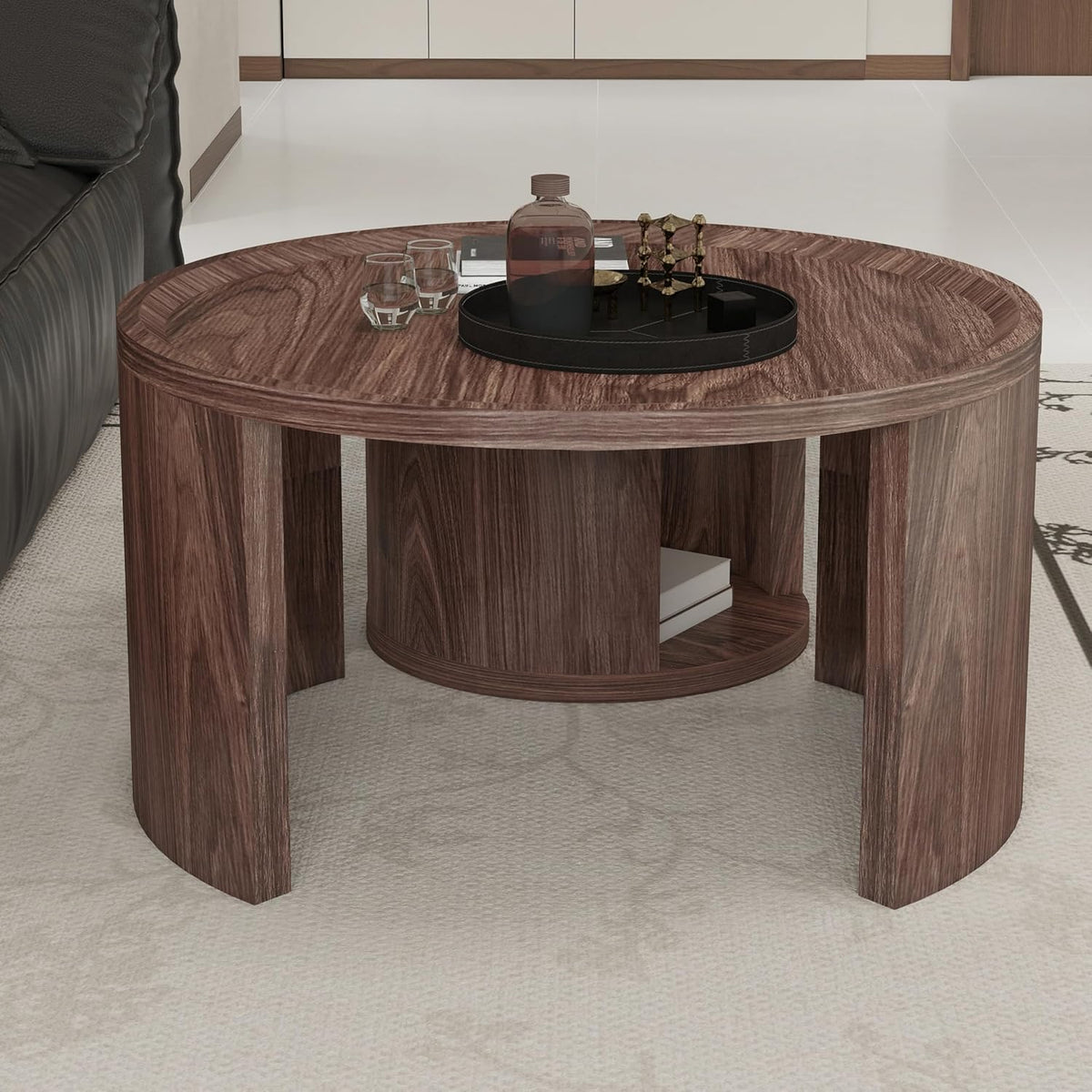 32" Anti-Slip Nesting Tables, Nesting Side Tables with Smooth Wood top, Nesting Coffee Tables with Minimalist Aesthetic for Modern Interior Home Spaces, Natural Wood