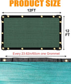 e.share 70% Shade Cloth for Garden, 12 Ft X 12 Ft Sun Shades Outdoor Patio with Grommets for Plant Covers,Porch Screen,Pergola Shade Cover,Greenhouse,Green