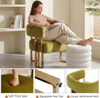Modern Barrel Accent Chair, Living Room Side Chair with Golden Metal Legs, Soft Velvet Reading Armchair for Bedroom, Upholstered Club Chair for Reception Room/Lounge/Office, Olive