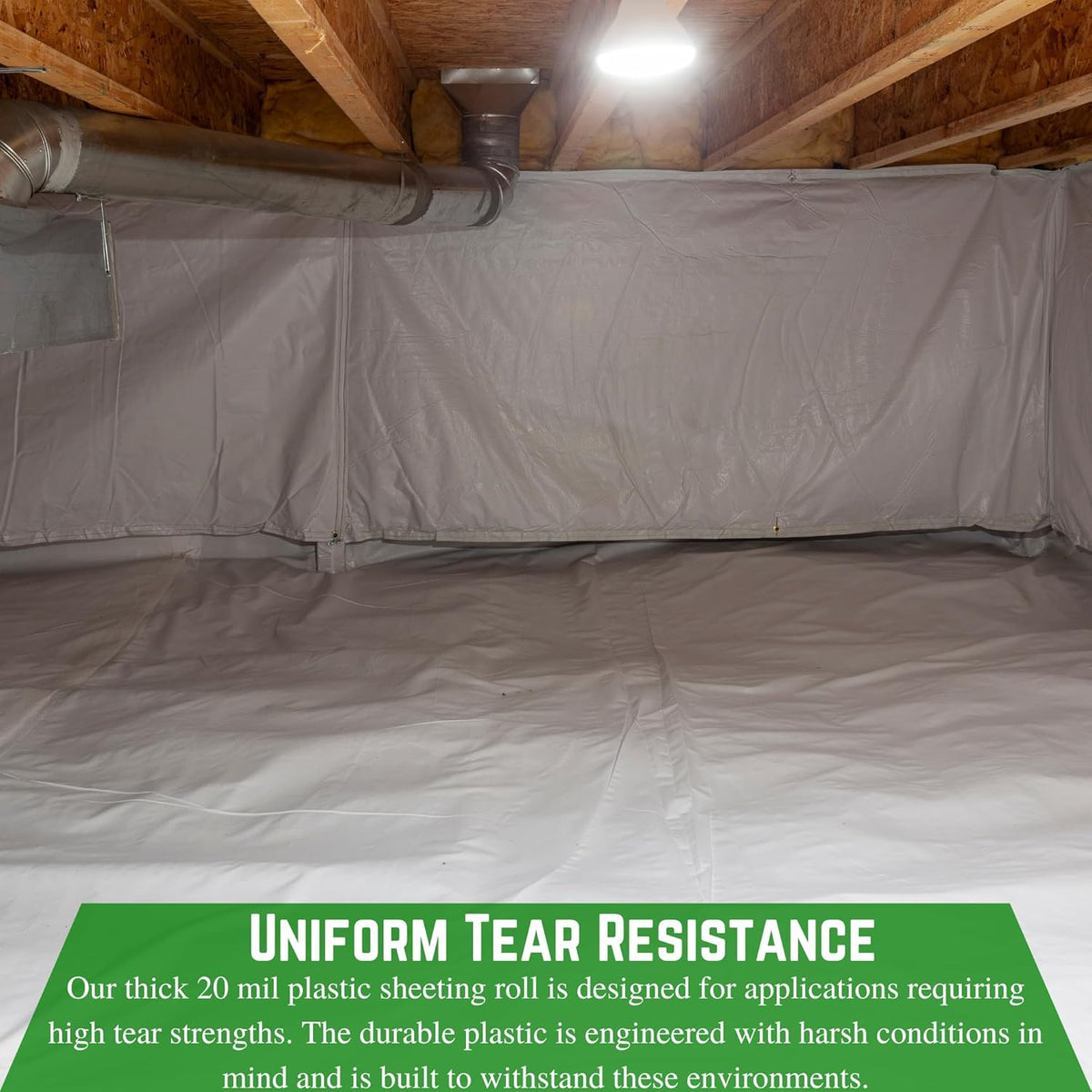 Farm Plastic Supply Crawl Space Vapor Barrier, 20 mil - Thick Plastic Sheeting, Drop Cloth Moisture Barrier for Crawl Space Encapsulation, Heavy Duty Polyethylene, Black & White Panda Film(12' x 100')