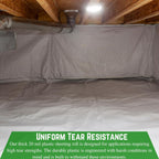 Farm Plastic Supply - Crawl Space Vapor Barrier, 20 mil - Thick Plastic Sheeting, Drop Cloth Moisture Barrier for Crawl Space Encapsulation, Heavy Duty Polyethylene, Black & White Film (6' x 10')