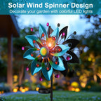Solar Wind Spinners Outdoor - 58.8 inch Large Metal Kinetic Art Wind Sculptures Solar-Powered Multi-Color Lights Glass Ball with 360° Swivel Waterproof Windmill for Yard Garden Patio Lawn Decor