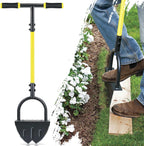 Jardineer Edger Lawn Tool Long Handle, Upgraded Manual Grass Edger with Double V-Shaped Serrated Edge Blade and Wide Footplate, Edgers for Landscaping Yard Maintenance