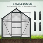 Outsunny 6' x 10' Greenhouse for Outdoors, Polycarbonate Greenhouse with Rain Gutter and Roof Vent, Aluminum Walk-in Green Houses for Outside for Patio Backyard Garden, Gray