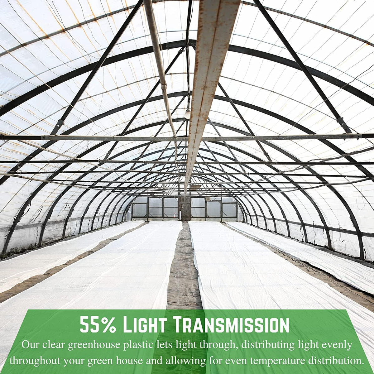 Farm Plastic Supply - White Greenhouse Plastic Sheeting - 6 mil - (32' x 50') - 4 Year UV Resistant Poly Greenhouse Film, 55% Light Transmission Hoop House Cover for Gardening, Agriculture