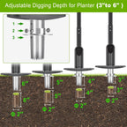 Dolibest Bulb Planter Tool w/Soft Grip, Grass Plugger Tool w/Stainless Steel Sharp Serrations, Depth Adjust Pre-Assembled Sod Plugger w/Centre Auto Dump Design for Lawn Planting Bulbs and Grass Repair