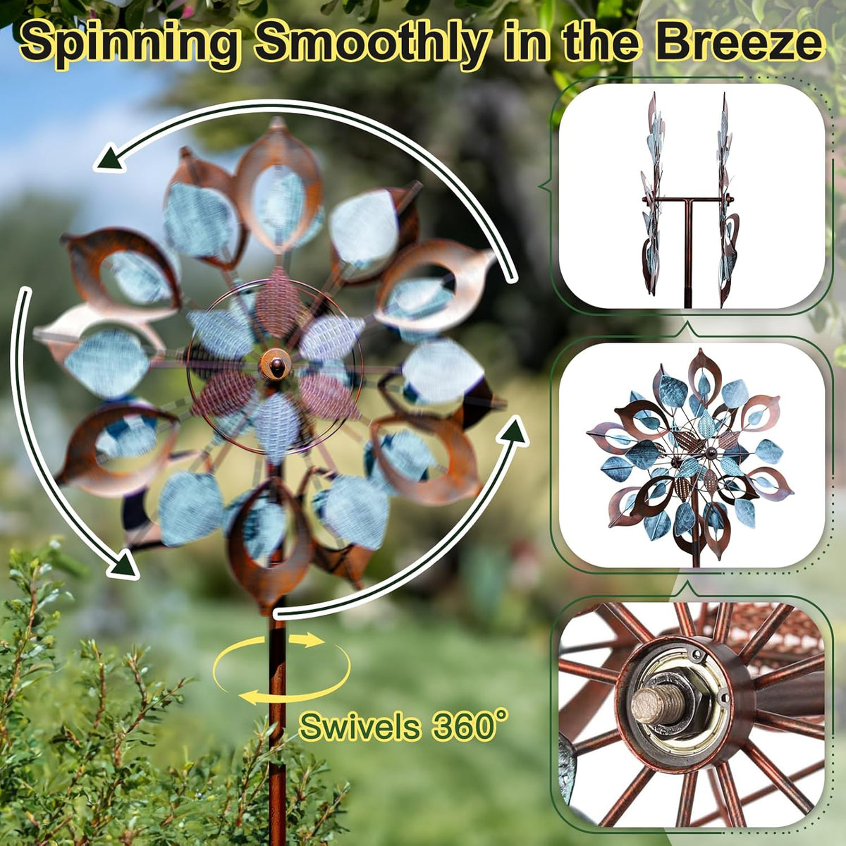 Wind Spinners Outdoor for Yard and Garden, Metal Large Wind Spinner & Sculptures 84 Inch, Garden Spinner Windmills for Yard Decor Gifts for Family Friends