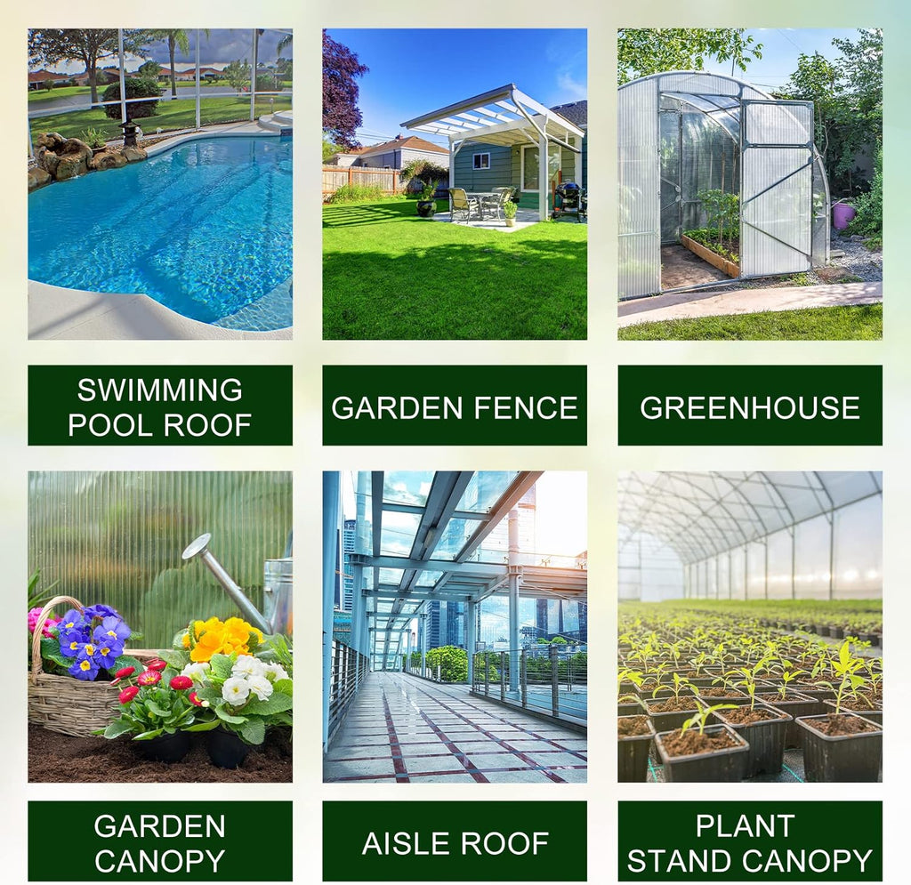 Tatuo 5 Pack 6' x 2' x 0.16'' Polycarbonate Greenhouse Panels Polycarbonate Sheets Twin-Wall Roof Panels Waterproof UV Protected Clear Corrugated Plastic Roofing for Greenhouse Replacement