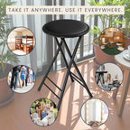 Folding Stool - Portable Backless 24-Inch Stool with 225lb Capacity, Single | Collapsible Counter Bar Stools, Compact Folding Chair, for Kitchen or Rec Room, Camping, Indoor and Outdoor by Lavish Home
